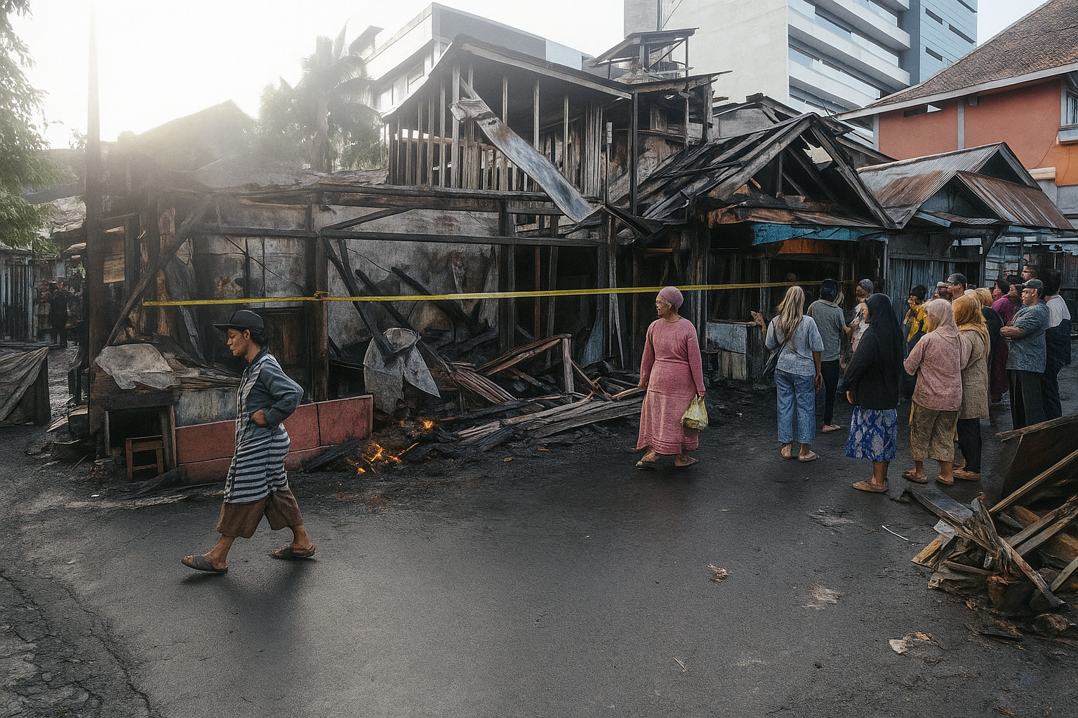 Kebakaran Pasar Krenso Bidara Cina: 12 Kios Ludes Dilalap Api